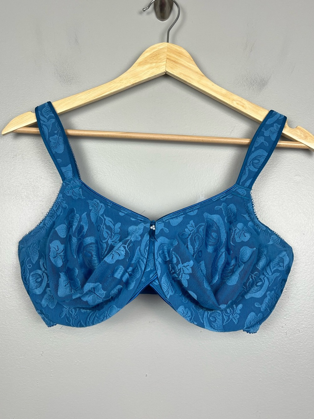 Wacoal 85567 teal blue Awareness jacquard underwire comfort strap bra,38DD.